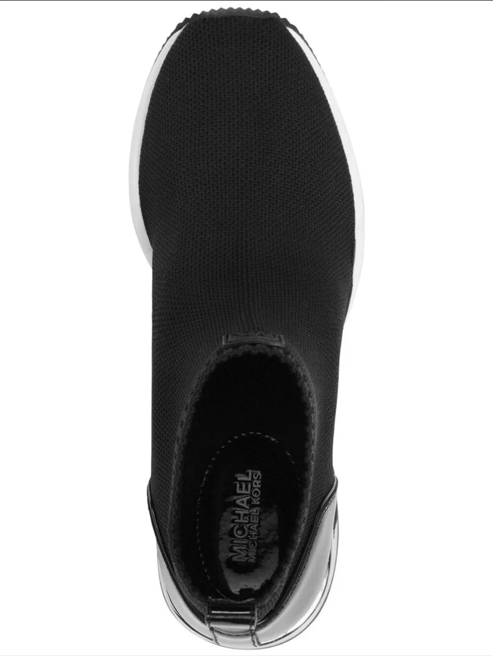 Michael Kors Black Knit Sock Sneakers with White Sole